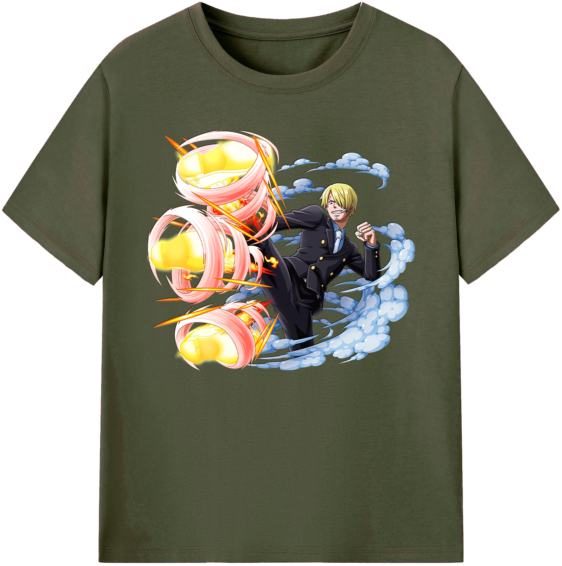 （画像用） ワンピース サンジ ONE PIECE Sanji 綿100％ メンズ半袖Tシャツ｜肌触りやわらか＆通気性